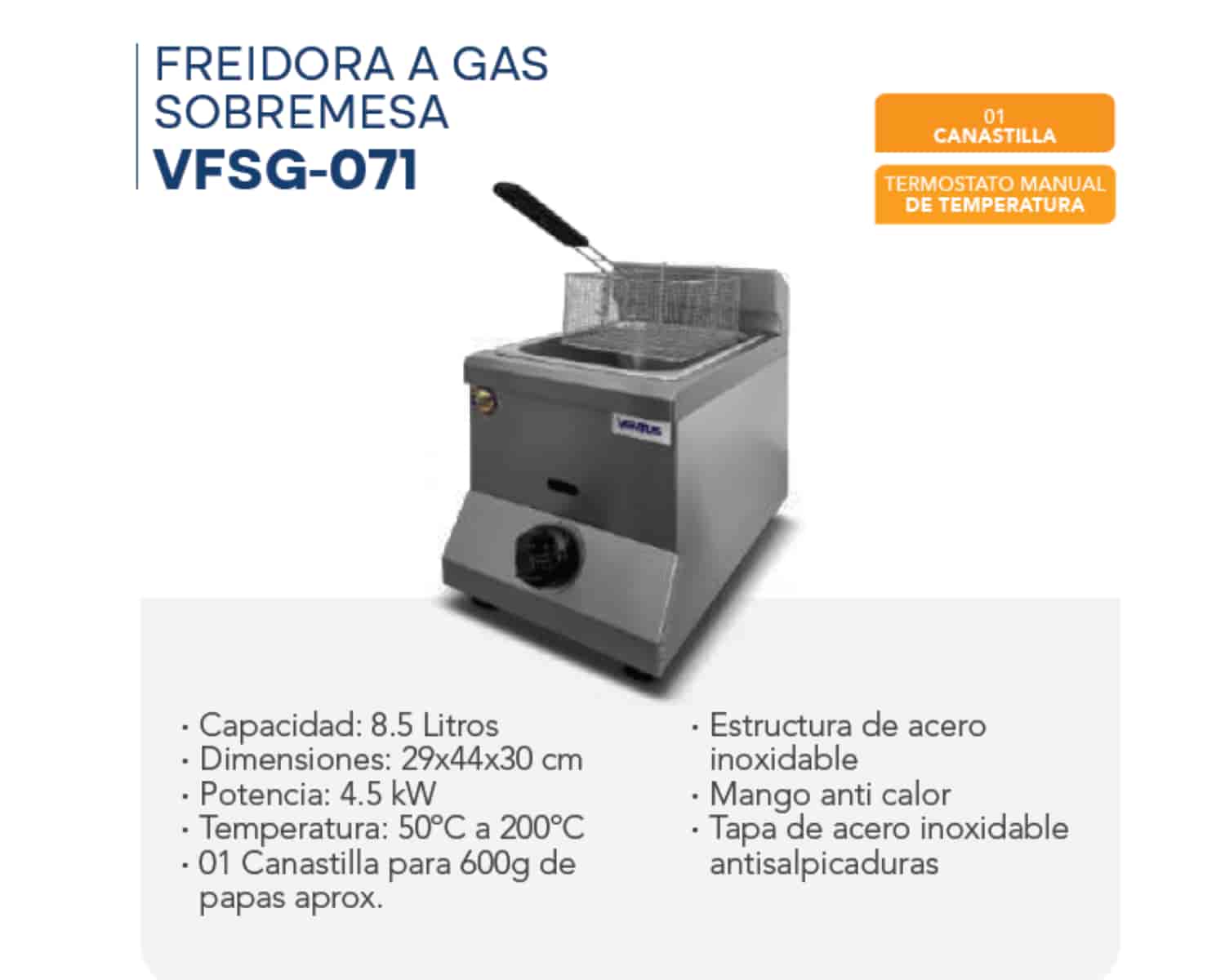 FREIDORA A GAS SOBREMESA - VFSG - 071