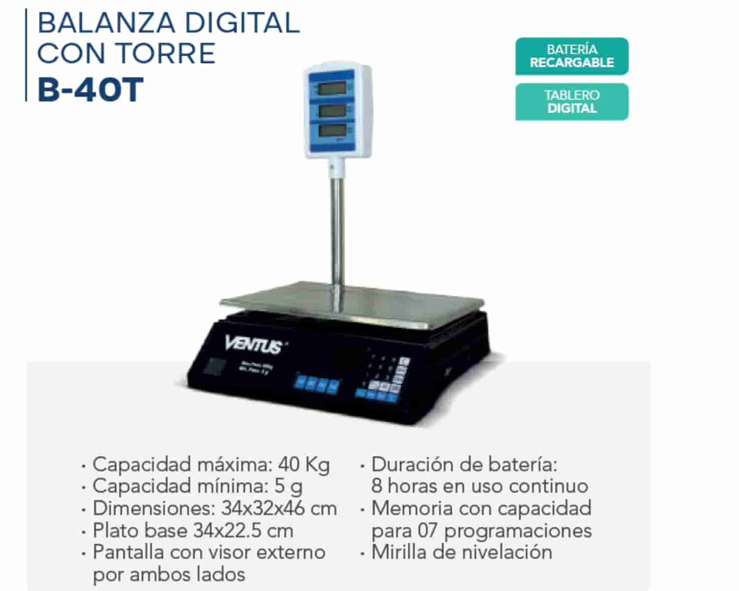 BALANZA DIGITAL CON TORRE - B - 40T