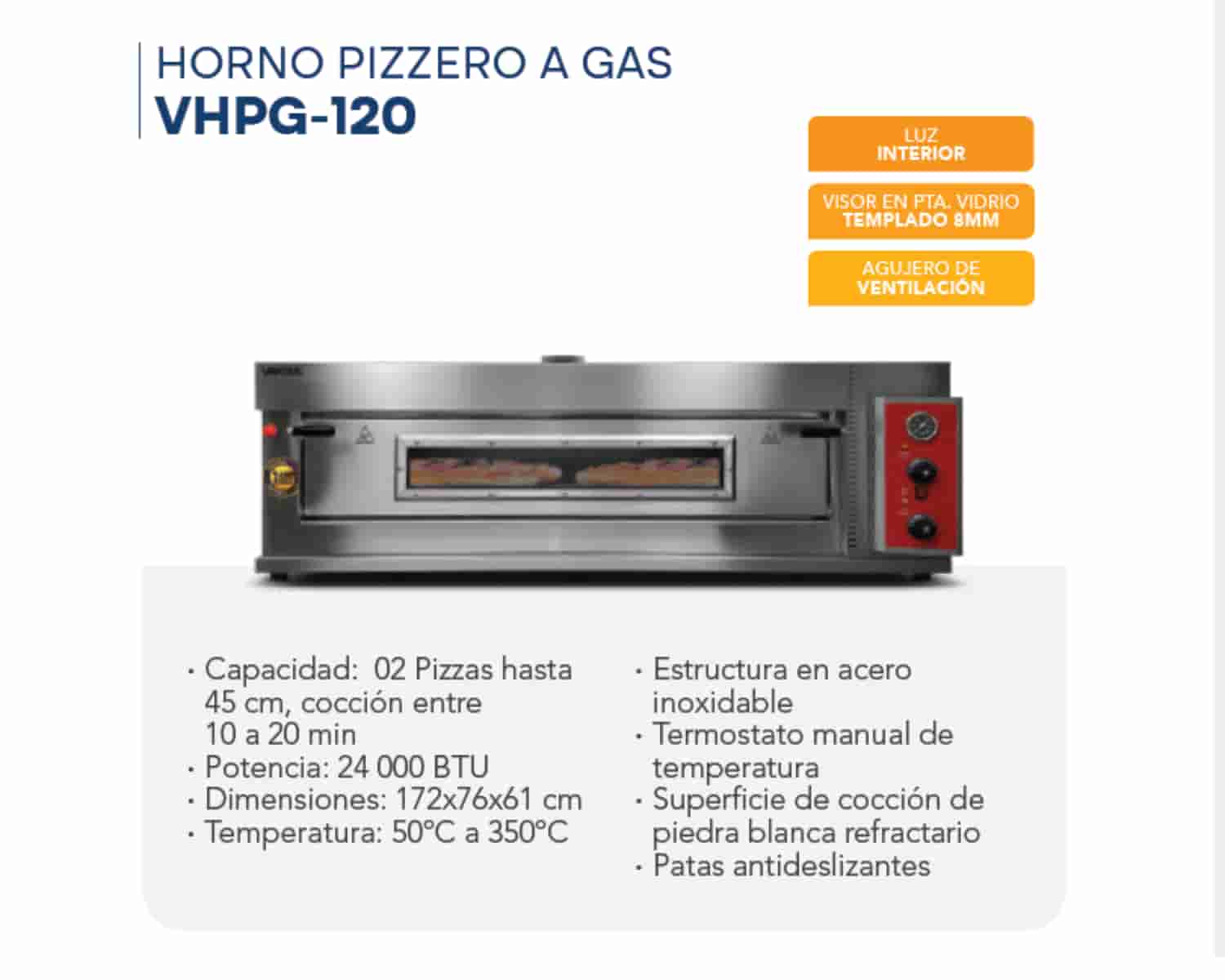 HORNO PIZZERO A GAS - VHPG - 120