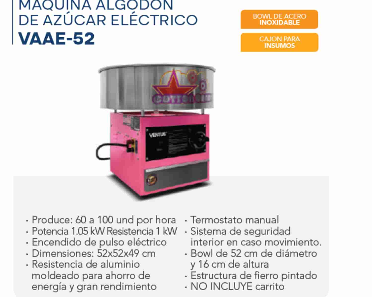 MÁQUINA ALGODÓN DE AZÚCAR ELÉCTRICO - VAAE - 52