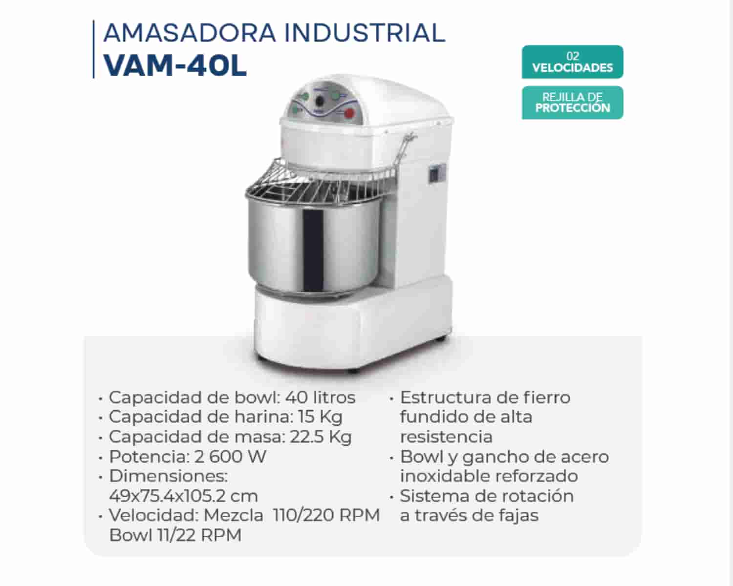 AMASADORA INDUSTRIAL - VAM - 40L